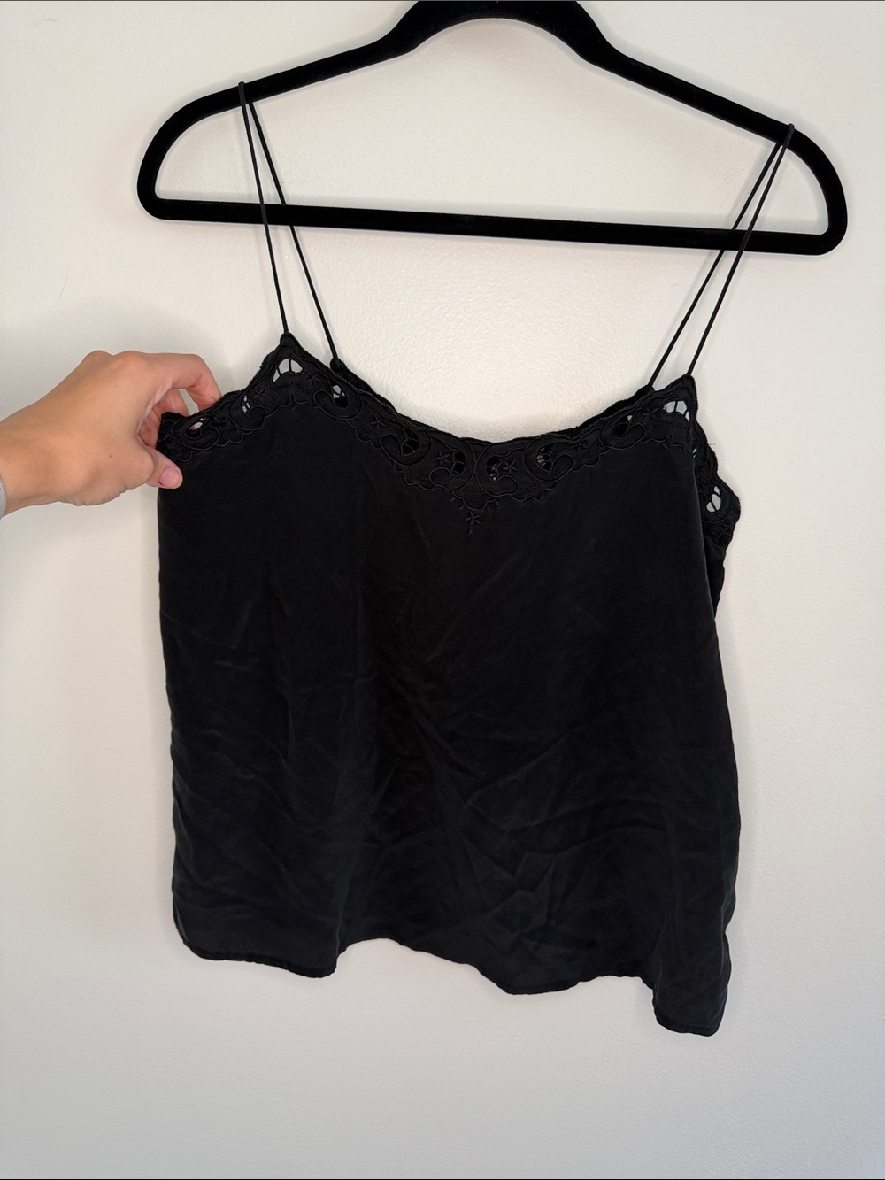 Sézane 100% Silk Black Lace Camisole Women's Large